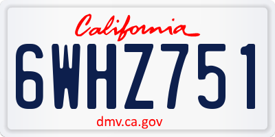 CA license plate 6WHZ751