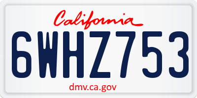 CA license plate 6WHZ753