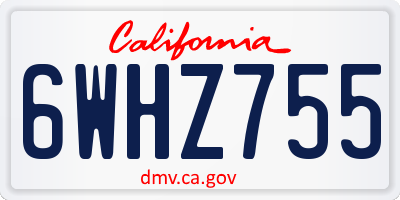 CA license plate 6WHZ755