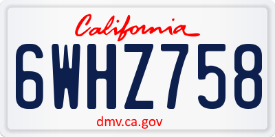 CA license plate 6WHZ758