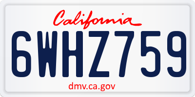 CA license plate 6WHZ759