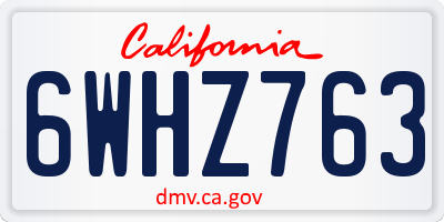 CA license plate 6WHZ763