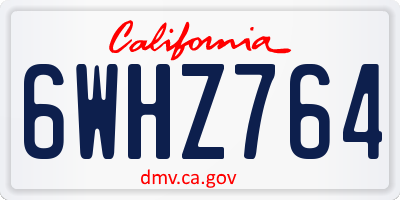 CA license plate 6WHZ764