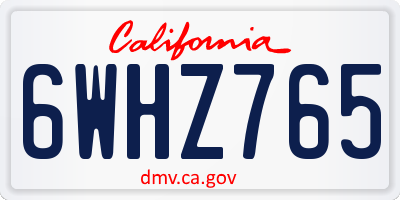 CA license plate 6WHZ765