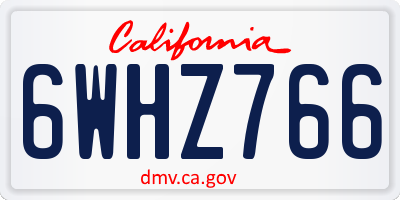CA license plate 6WHZ766