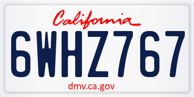 CA license plate 6WHZ767