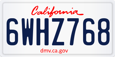 CA license plate 6WHZ768