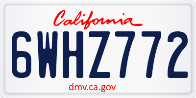 CA license plate 6WHZ772