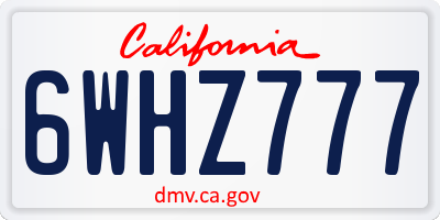 CA license plate 6WHZ777