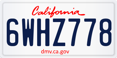 CA license plate 6WHZ778