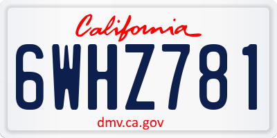 CA license plate 6WHZ781