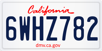 CA license plate 6WHZ782