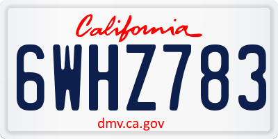 CA license plate 6WHZ783