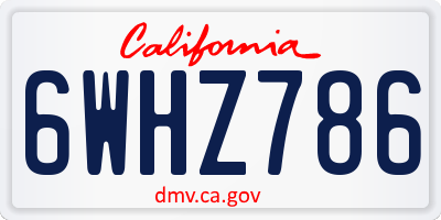 CA license plate 6WHZ786