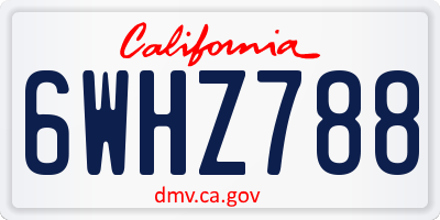 CA license plate 6WHZ788