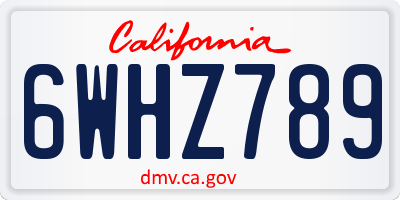 CA license plate 6WHZ789
