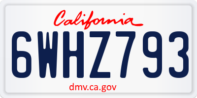CA license plate 6WHZ793