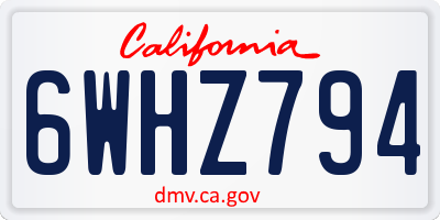 CA license plate 6WHZ794