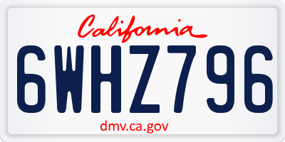 CA license plate 6WHZ796