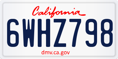 CA license plate 6WHZ798