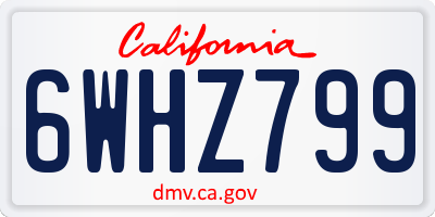 CA license plate 6WHZ799
