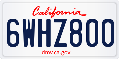 CA license plate 6WHZ800
