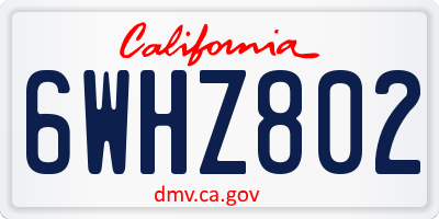 CA license plate 6WHZ802