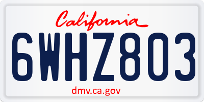 CA license plate 6WHZ803