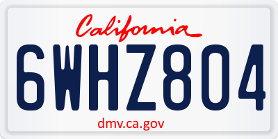 CA license plate 6WHZ804