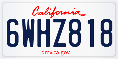 CA license plate 6WHZ818