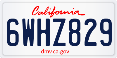 CA license plate 6WHZ829