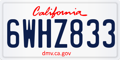 CA license plate 6WHZ833