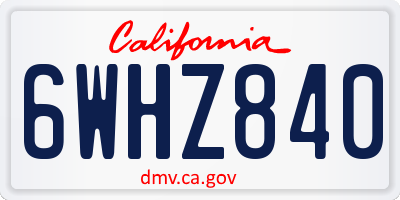 CA license plate 6WHZ840