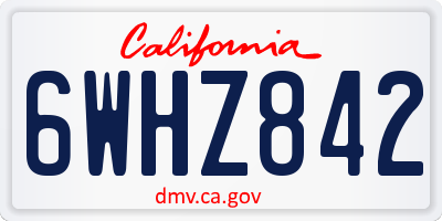 CA license plate 6WHZ842