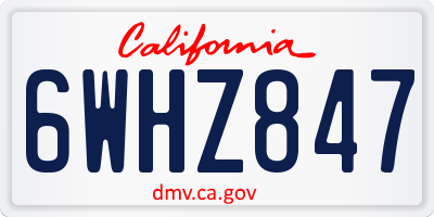 CA license plate 6WHZ847