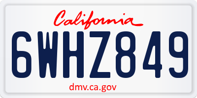 CA license plate 6WHZ849