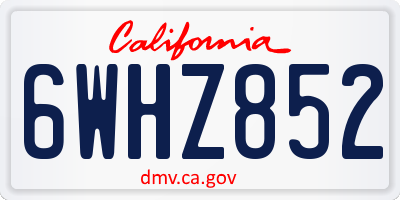 CA license plate 6WHZ852