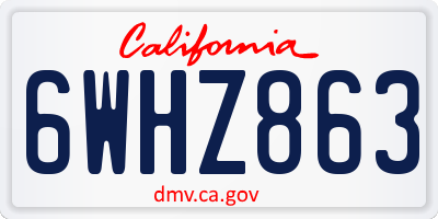 CA license plate 6WHZ863