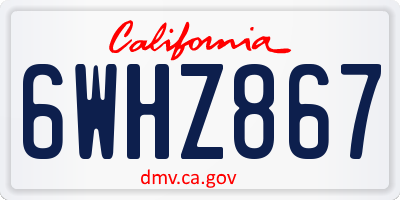 CA license plate 6WHZ867