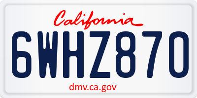 CA license plate 6WHZ870