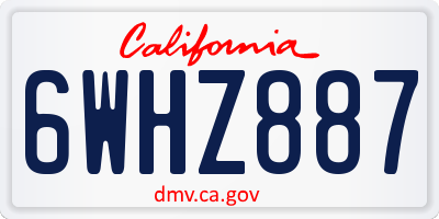 CA license plate 6WHZ887