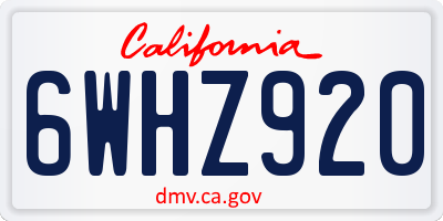 CA license plate 6WHZ920