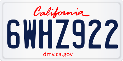 CA license plate 6WHZ922