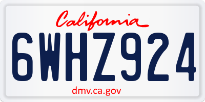 CA license plate 6WHZ924