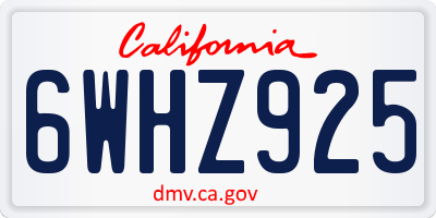 CA license plate 6WHZ925