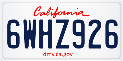 CA license plate 6WHZ926