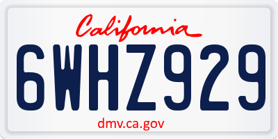 CA license plate 6WHZ929