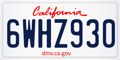 CA license plate 6WHZ930