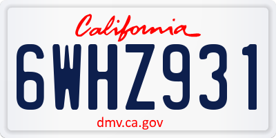 CA license plate 6WHZ931