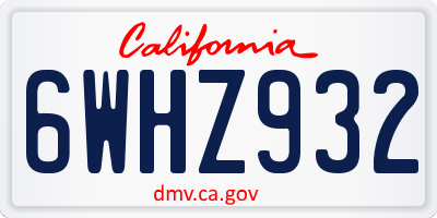 CA license plate 6WHZ932